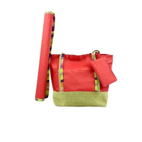 حقيبة يد 3في1 مع بساط ومحفظة صغيرة كل ما تحتاجينه أثناء السفر ورحلات التخييم Sac à Main 3en1 Avec Un Tapis et Une Pochette Pour Voyage - Image 1