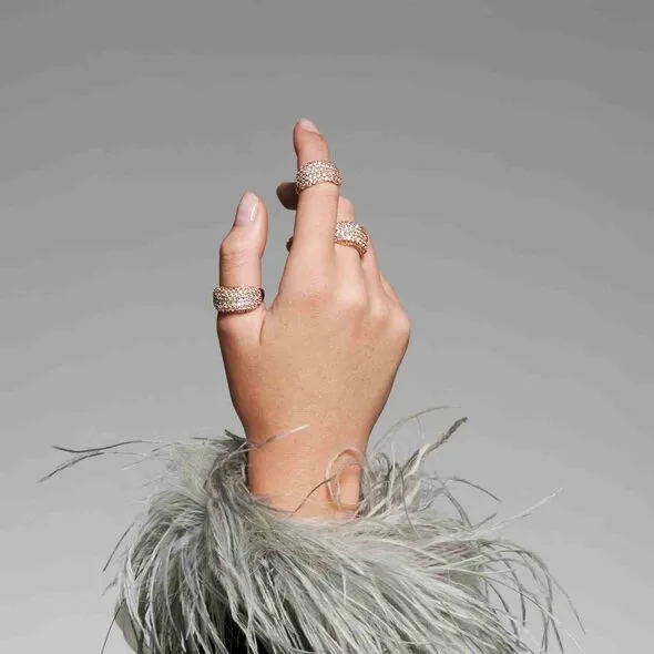 خاتم نحاسي ببلورات زركون مكعبة بطلاء ذهبي وردي Pastel Sand Ring Size 17 43877 - Image 1