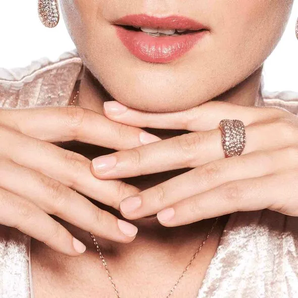 خاتم نحاسي ببلورات زركون مكعبة بطلاء ذهبي وردي Pastel Sand Ring Size 17 43877 - Image 2