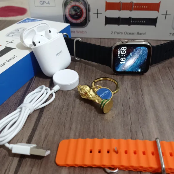 ساعة ذكية بسوارين وسماعات بلوتوث أصلية - Smart Watch Haino Teko GP5  - Image 9