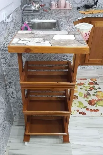 سلة خضر خشبية 3 طوابق من الخشب الأحمر  - Image 3
