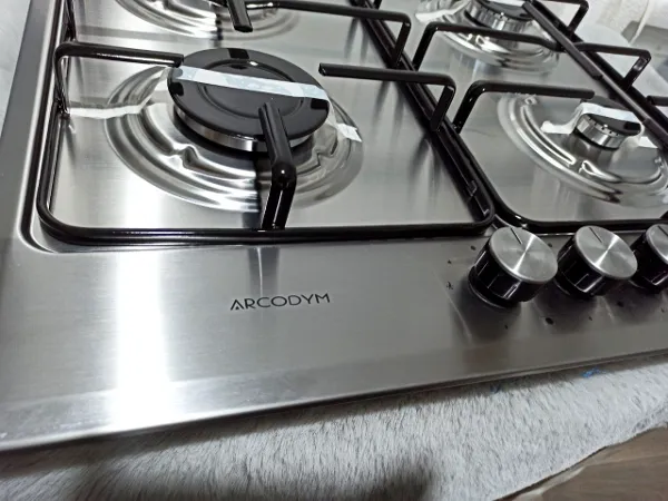 arcodym Plaque de Cuisson – Acier Inox – 4 Feux – Allumage Électrique – GAZ 60/60cm - Image 1