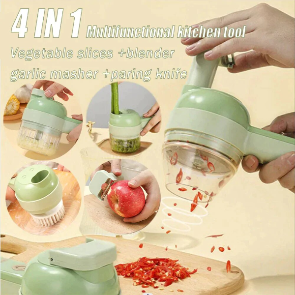 Set de coupe-légumes électrique portable 4 en 1 Chargement USB - Image 2