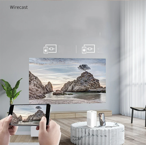 جهاز عرض صغير مع مكبر صوت 4K T30 تلفاز ذكي سينما