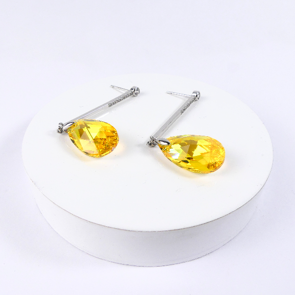 Boucle D'oreille Pendantes Goutte Jaune - Image 1