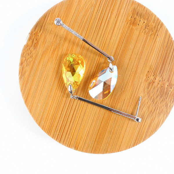 Boucle D'oreille Pendantes Goutte Jaune - Image 2