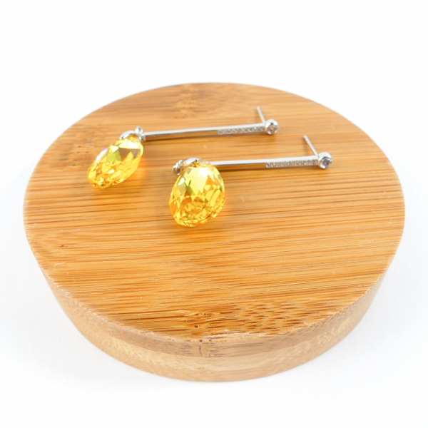 Boucle D'oreille Pendantes Goutte Jaune - Image 3
