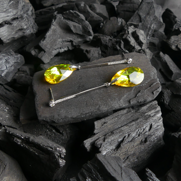 Boucle D'oreille Pendantes Goutte Jaune - Image 4