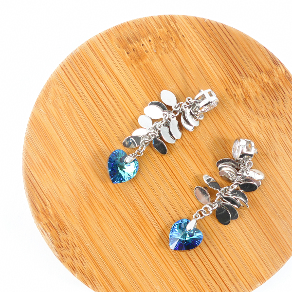 Boucle D'oreille Pendantes Coeur Bleu Nuit - Image 2