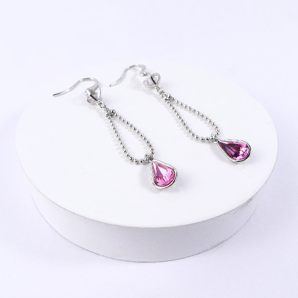 Boucle D'oreille Pendantes Goutte Rose - Image 1