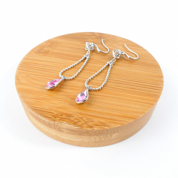 Boucle D'oreille Pendantes Goutte Rose - Image 3