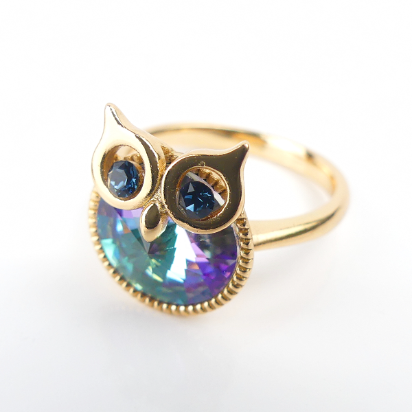 Bague Plaqué Or Pierre Hibou Ronde Move - Image 1