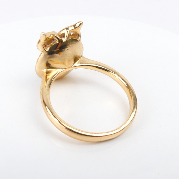 Bague Plaqué Or Pierre Hibou Ronde Move - Image 2
