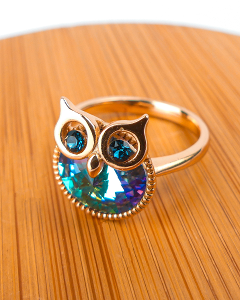 Bague Plaqué Or Pierre Hibou Ronde Move - Image 3