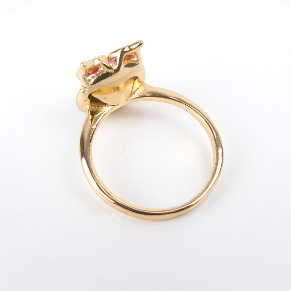Bague Plaqué Or Pierre Hibou Ronde Rose - Image 2