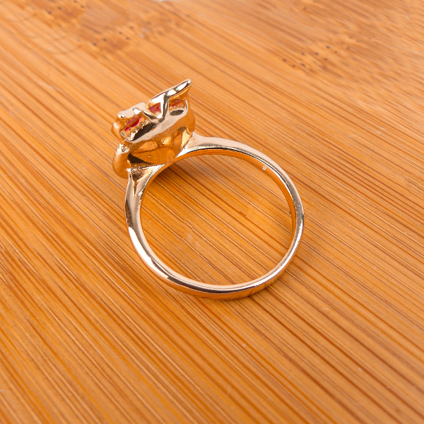 Bague Plaqué Or Pierre Hibou Ronde Rose - Image 4