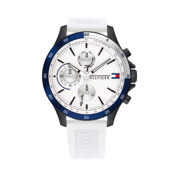Tommy Hilfiger Multifunction à Quartz Men's avec Bracelet Silicone Blanc 1791723 - Image 1