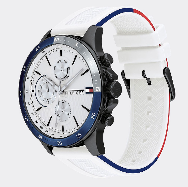 Tommy Hilfiger Multifunction à Quartz Men's avec Bracelet Silicone Blanc 1791723 - Image 3