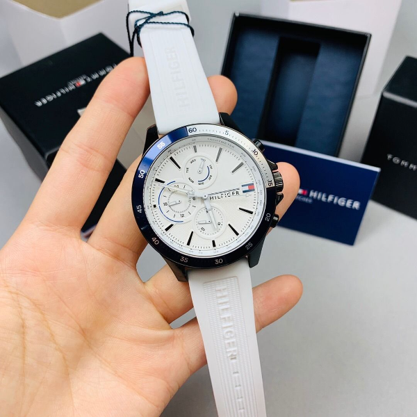 Tommy Hilfiger Multifunction à Quartz Men's avec Bracelet Silicone Blanc 1791723 - Image 5