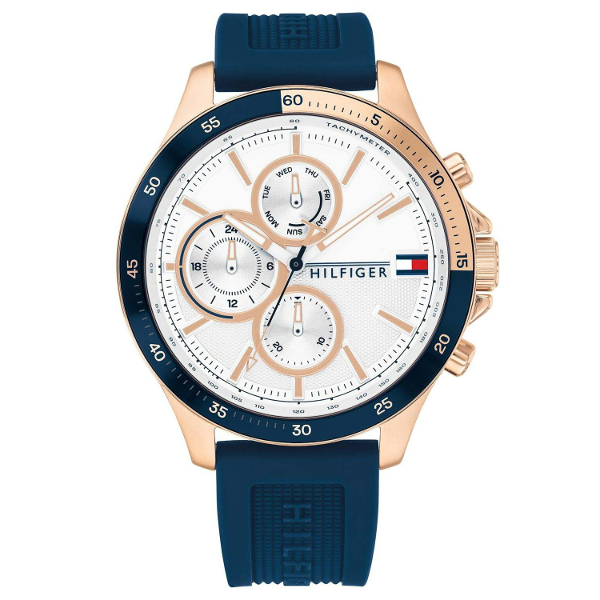 Tommy Hilfiger Men’s Quartz Silicone Strap White Dial 46mm Watch 1791778 - Image 1