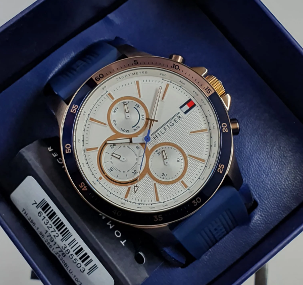 Tommy Hilfiger Men’s Quartz Silicone Strap White Dial 46mm Watch 1791778 - Image 4