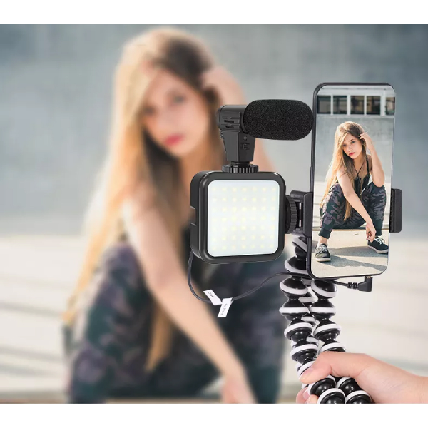 طقم تصوير الفيديوهات بالهاتف بطريقة إحترافية Vlogging Kit D'enregistrement Vidéo Pour Smartphones KIT-03LM