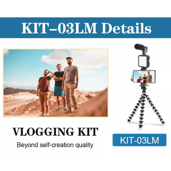 طقم تصوير الفيديوهات بالهاتف بطريقة إحترافية Vlogging Kit D'enregistrement Vidéo Pour Smartphones KIT-03LM