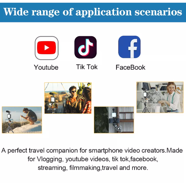 طقم تصوير الفيديوهات بالهاتف بطريقة إحترافية Vlogging Kit D'enregistrement Vidéo Pour Smartphones KIT-03LM