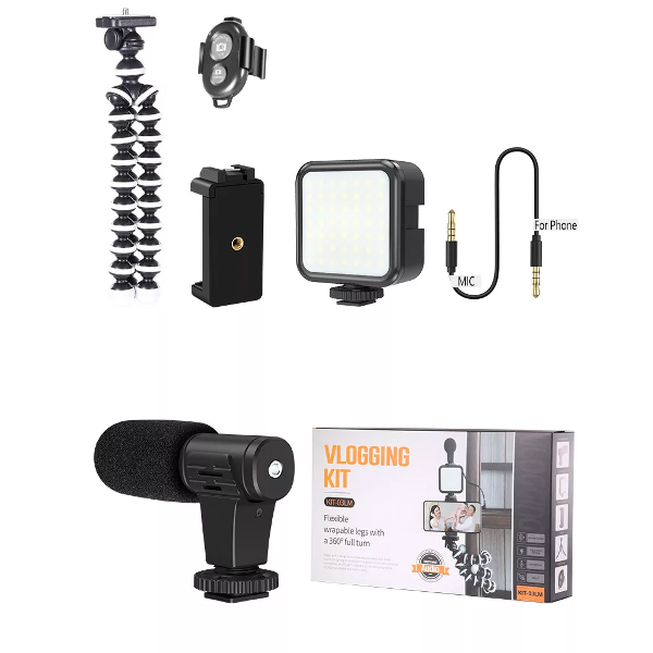 طقم تصوير الفيديوهات بالهاتف بطريقة إحترافية Vlogging Kit D'enregistrement Vidéo Pour Smartphones KIT-03LM