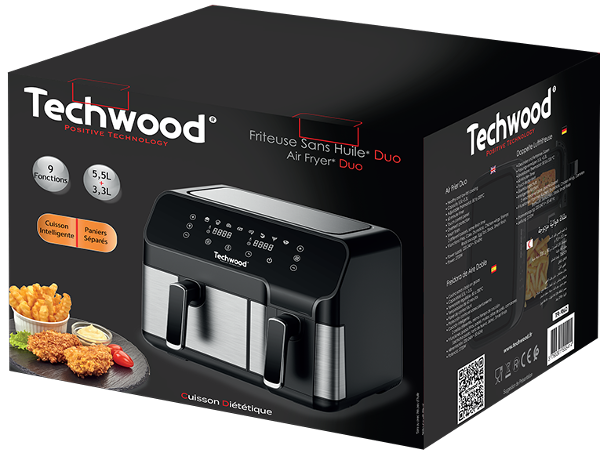 المقلات الهوائية المزدوجة بدون زيت سعة 5.5 لتر | Techwood Air Fryer - Image 3