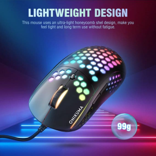ماوس ألعاب احترافي سلكي CW903 ONIKUMA جديد بستة سرعات DPI قابل للتعديل، ضوء RGB - Image 3