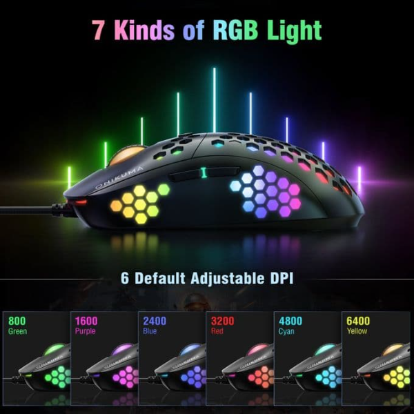 ماوس ألعاب احترافي سلكي CW903 ONIKUMA جديد بستة سرعات DPI قابل للتعديل، ضوء RGB - Image 5