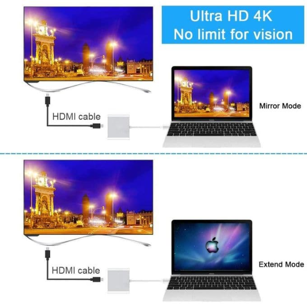 Hub Adaptateur Multiport 3 In 1 - Type-C 3.1 To Hdmi 4K + Usb 3.0 + Type-C(Pd) - Image 7