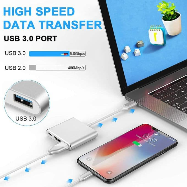Hub Adaptateur Multiport 3 In 1 - Type-C 3.1 To Hdmi 4K + Usb 3.0 + Type-C(Pd) - Image 8