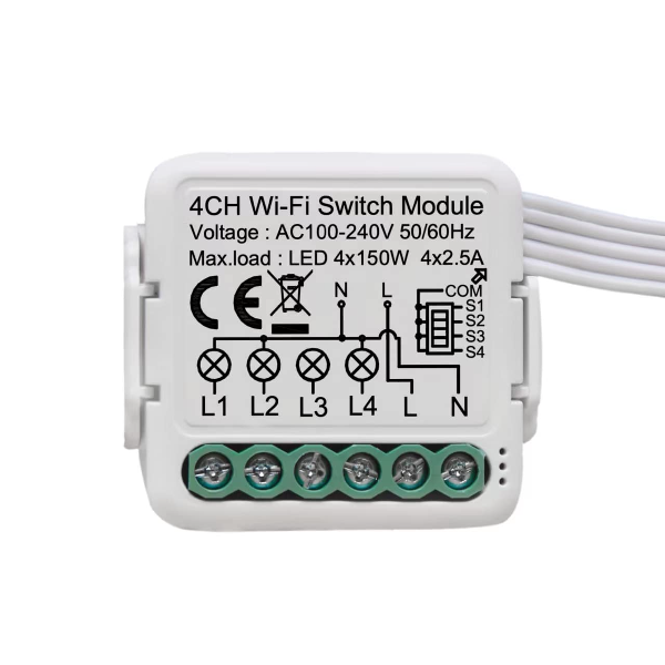 مفتاح ذكي صغير (4 قنوات) مع واي فاي - Wifi Smart Switch 4 Channel - Image 1