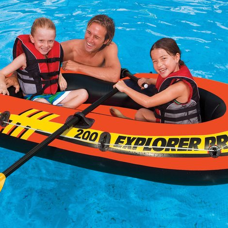 قارب متين قابل للنفخ لشخصين  مع مجادف طويلة INTEX EXPLORER 200 Barque Gonflable avec Une Pompe et 2 Ramesعرض - Image 3