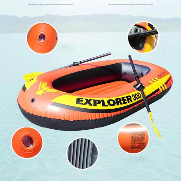 قارب متين قابل للنفخ لشخصين مع مجادف طويلة INTEX EXPLORER 300 Barque Gonflable avec Une Pompe et 2 Ramesعرضعرض محدود - Image 3