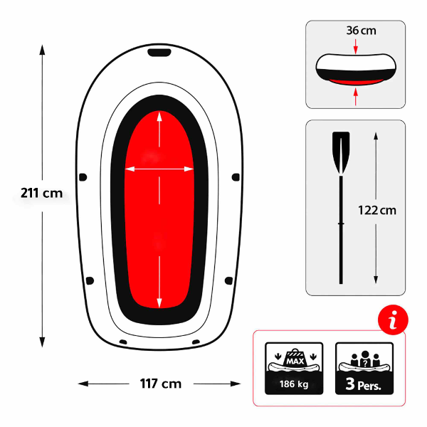 قارب متين قابل للنفخ لشخصين مع مجادف طويلة INTEX EXPLORER 200 Barque Gonflable avec Une Pompe et 2 Ramesعرض - Image 3