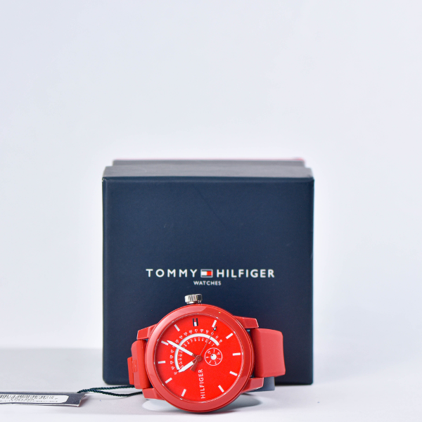 Tommy Hilfiger Men's Denim Quartz Plastic and Rubber Color Red 1791480 - Image 2