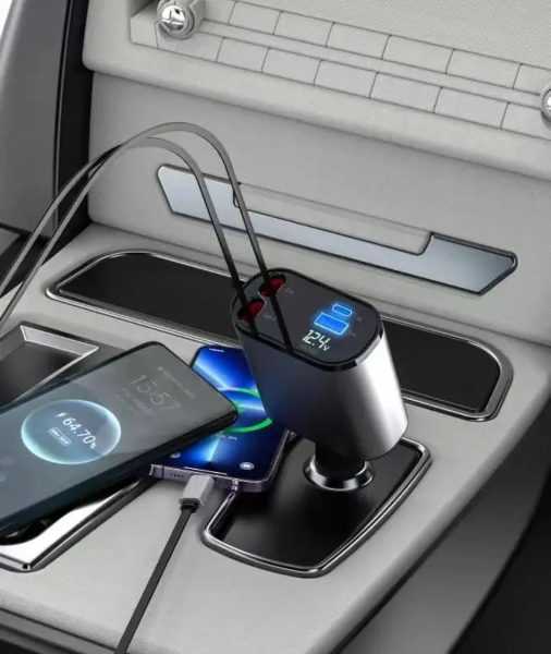 شاحن سيارة سريع 4 في 1 قابل للسحب - Image 2