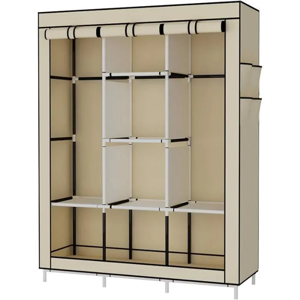 Armoire De Rangement et Penderie 7 Étages Porte Cintres Et Rideau Anti-Poussiè - Image 1