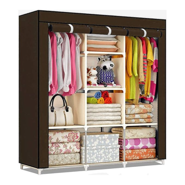 Armoire De Rangement et Penderie 7 Étages Porte Cintres Et Rideau Anti-Poussiè - Image 2