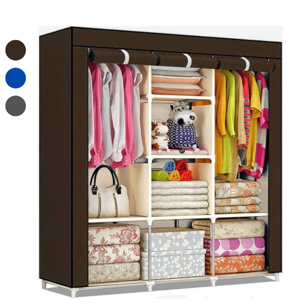 Armoire De Rangement et Penderie 7 Étages Porte Cintres Et Rideau Anti-Poussiè - Image 3