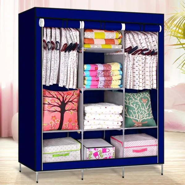 Armoire De Rangement et Penderie 7 Étages Porte Cintres Et Rideau Anti-Poussiè - Image 4