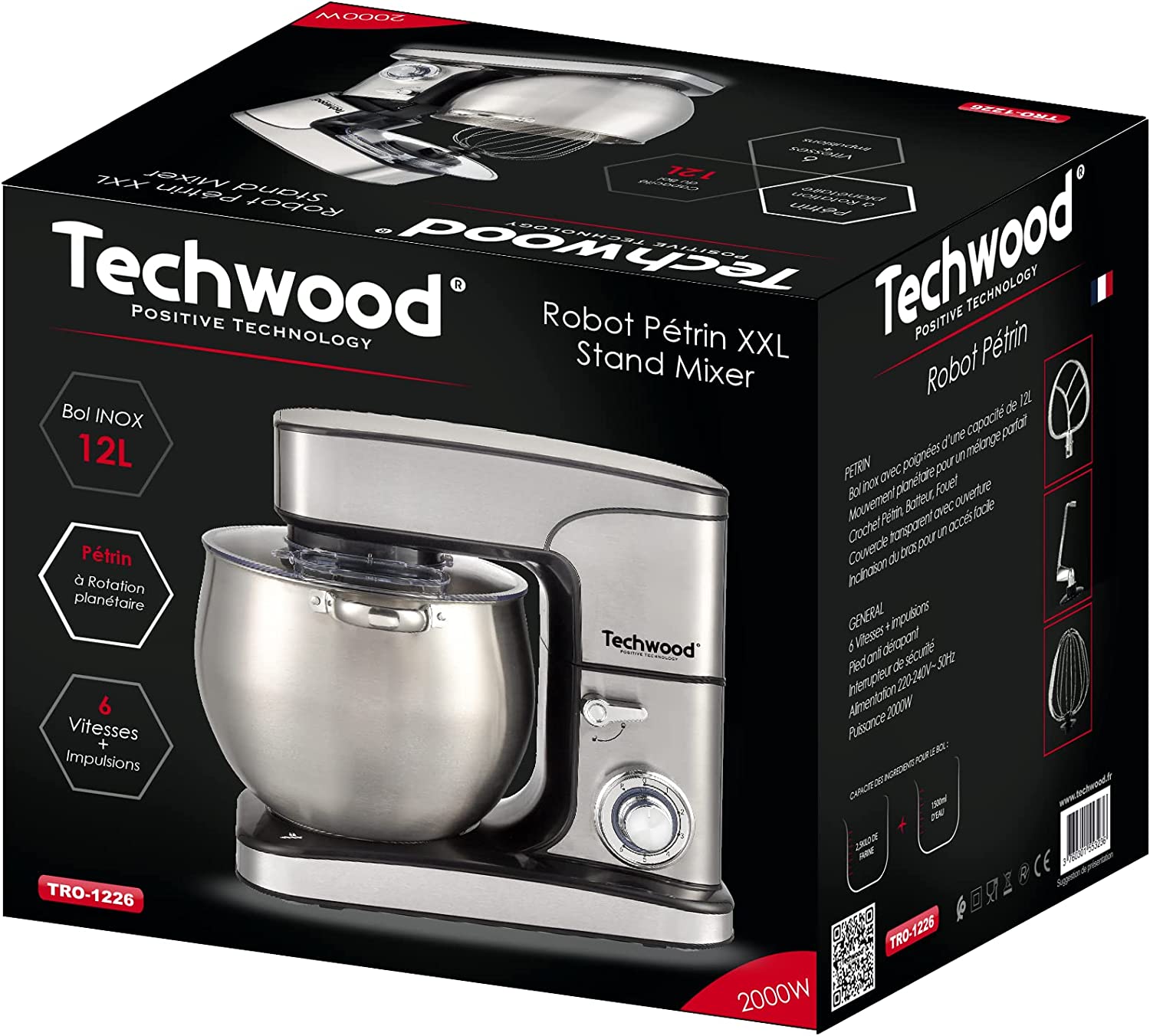 Techwood Robot Pétrin Professionel 12L 2000W TRO-1226 - Image 2