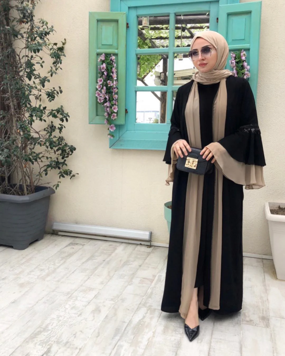 عباية 2 قطعة من الكريب - أنيقة وجذابة - Image 1
