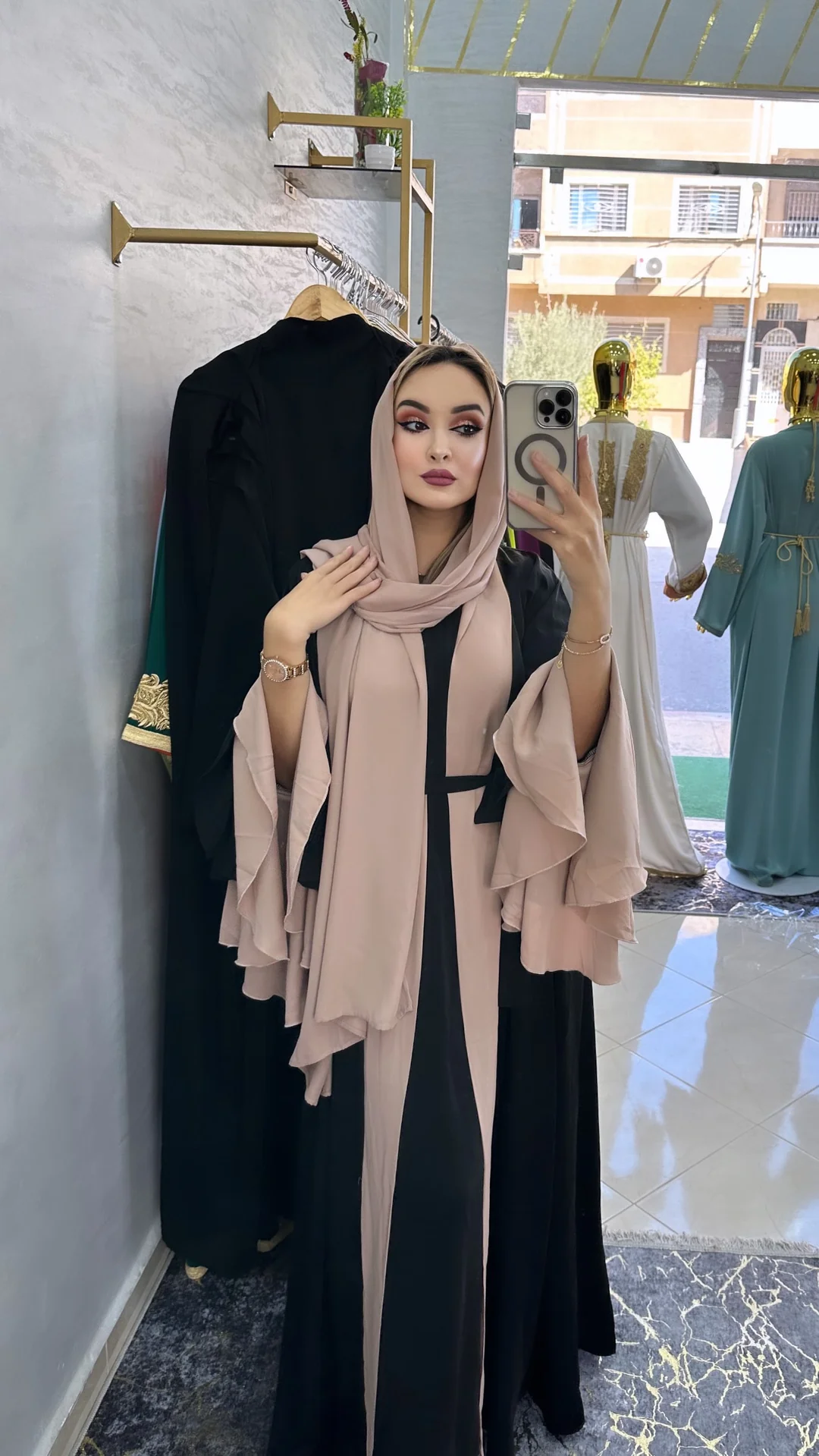 عباية 2 قطعة من الكريب - أنيقة وجذابة - Image 4