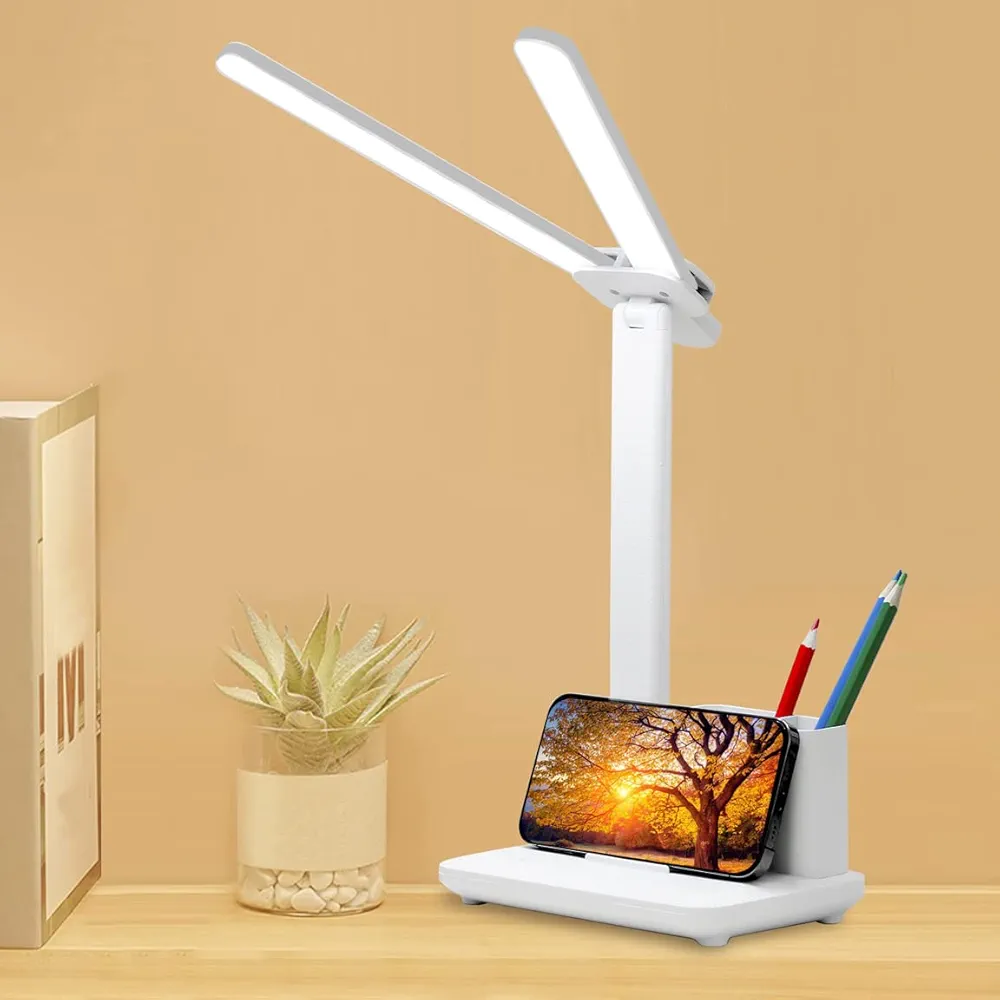 مصباح مكتب 2 LED lampes + حامل الاقلام و الهاتف - Image 2