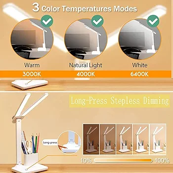 مصباح مكتب 2 LED lampes + حامل الاقلام و الهاتف - Image 5