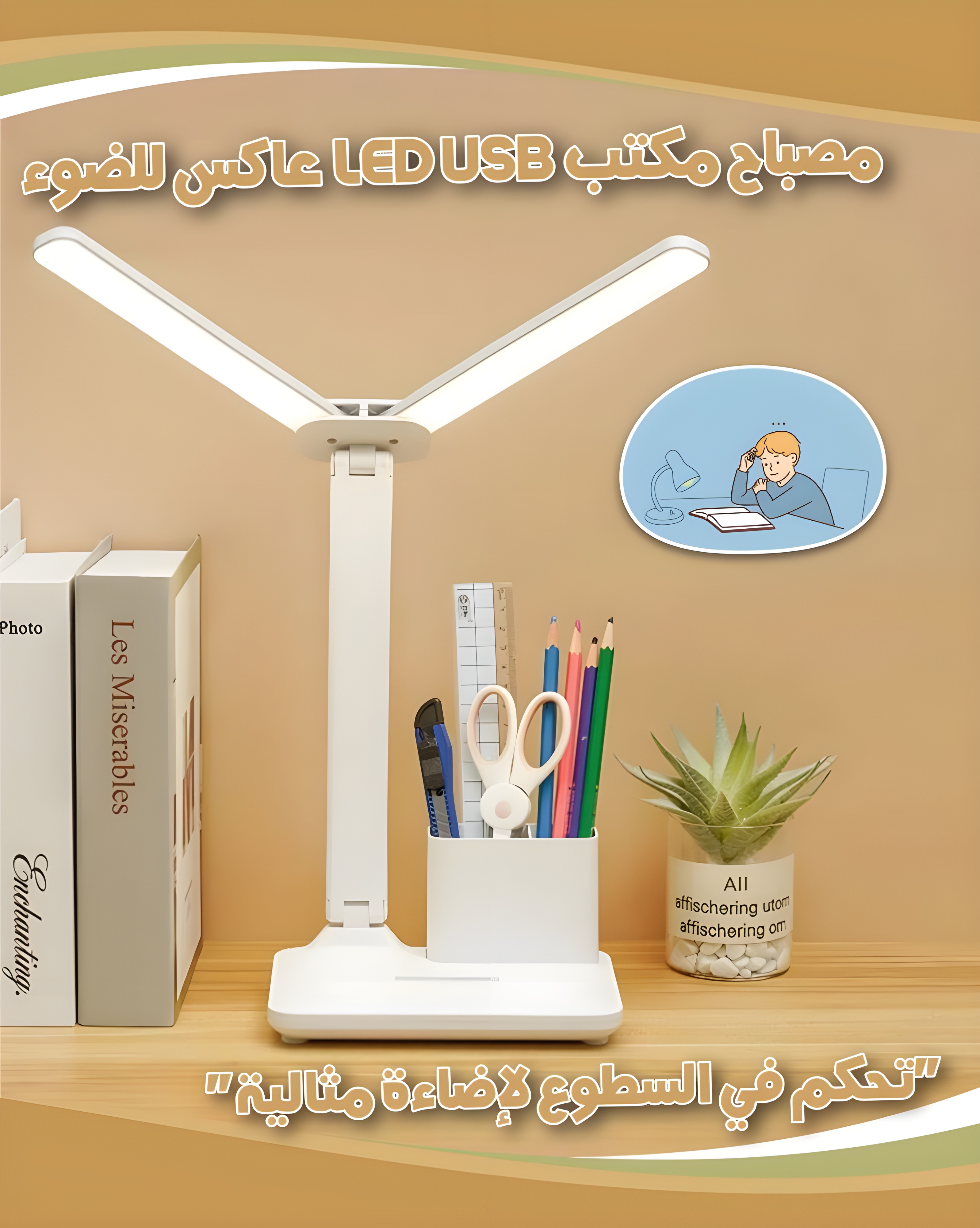 مصباح مكتب قابل للطي 💡✨ - lampe de bureau pliable - Image 1